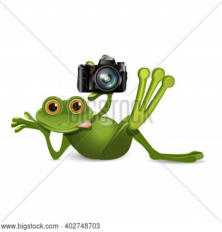Stock Illustration Frog Holding Camera On A White Background