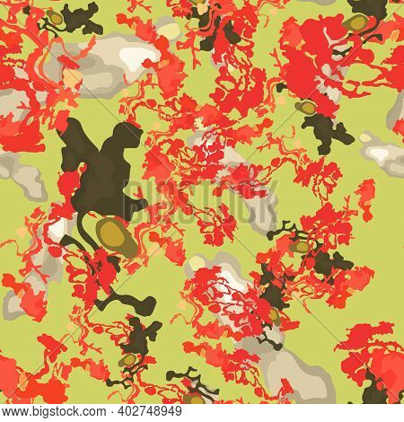 Ufo Camouflage Of Various Shades Of Green, Red And Grey Colors