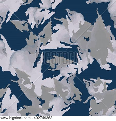 Urban Camouflage Of Various Shades Of Grey And Blue Colors