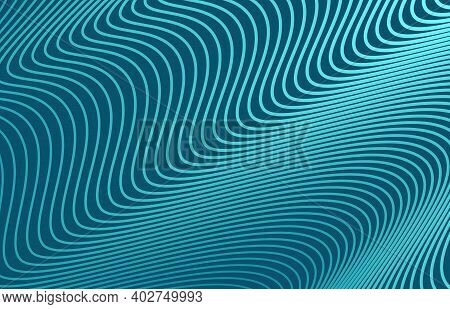 Abstract Horizontal Striped Background. Ultra Thin Abstract Wavy Lines On Aqua Backdrop