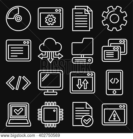 Software And Hardware Programing Icons Set. Line Style Vector