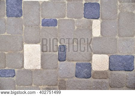 Gray Stone Background, Background Tiles From Rectangular Stones, Texture Close-up