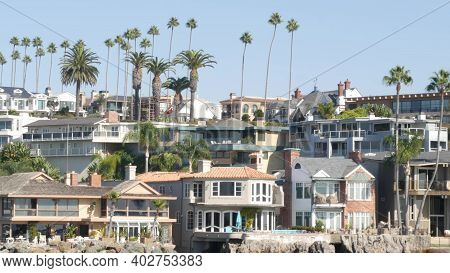 Luxury Property, Beachfront Real Estate On Pacific Ocean Coast, Newport Beach Harbor, California, Us