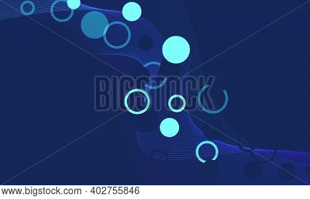 Abstract Blue And Pink Gradient Wave Line With Circle Dot Background.