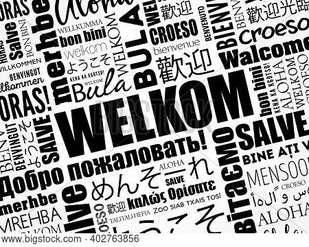 Welkom (welcome In Afrikaans) Word Cloud In Different Languages, Conceptual Background