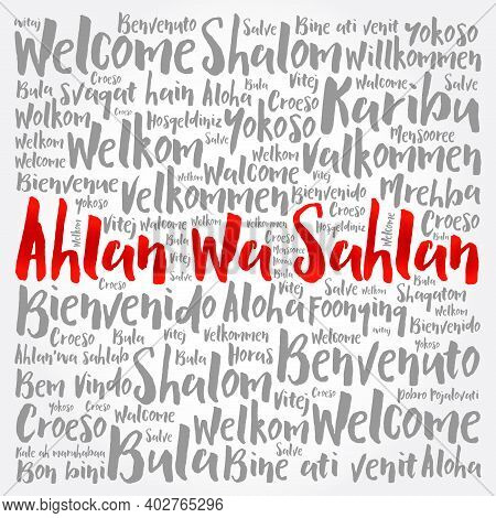 Ahlan Wa Sahlan (welcome In Arabic) Word Cloud In Different Languages