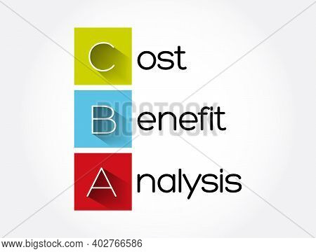 Cba - Cost-benefit Analysis Acronym, Business Concept Background