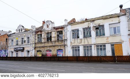 Astrakhan, Russia, January 7, 2021. Old Buildings Of The City. Admiralteyskaya Street.