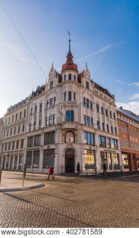 Zgorzelec Gorlitz January 27 2020 Building With Dome On Top At Corner Of Streets