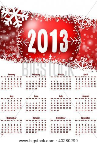 calendario 2013 con bolas de Navidad