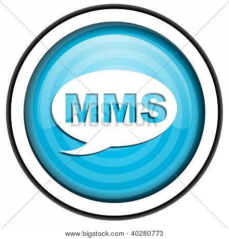 mms บลูมันไอคอนแยกต่างหากบนพื้นหลังสีขาว