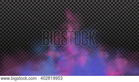 Colorful Fog, Ink Swirling Smoke Isolated, Transparent Special Effect. Bright Vector Cloudiness, Mis