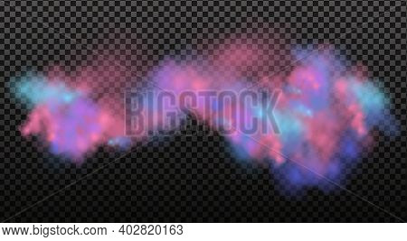 Colorful Fog, Ink Swirling Smoke Isolated, Transparent Special Effect. Bright Vector Cloudiness, Mis