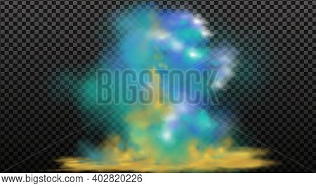 Colorful Fog, Ink Swirling Smoke Isolated, Transparent Special Effect. Bright Vector Cloudiness, Mis