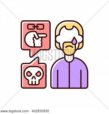 Racial Cyberbullying Rgb Color Icon. Discrimination By Ethnicity. Negative Comment Towards Upset Per