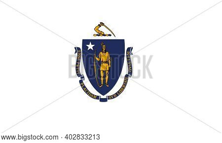 Official Large Flat Flag Of Massachusetts Horizontal