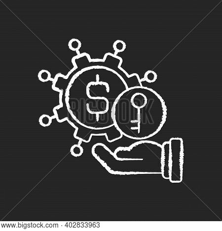 Turnkey Finance Functions Chalk White Icon On Black Background. Successful Business Model. Provider 