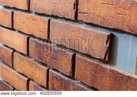 Clinker Brick Of Brown Color. Clinker Thermal Panels For Finishing The Facade Of The House. Tiles Fo
