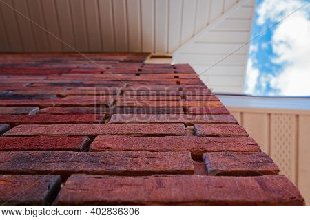 Clinker Brick Of Brown Color. Clinker Thermal Panels For Finishing The Facade Of The House. Tiles Fo
