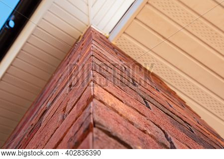Clinker Brick Of Brown Color. Clinker Thermal Panels For Finishing The Facade Of The House. Tiles Fo