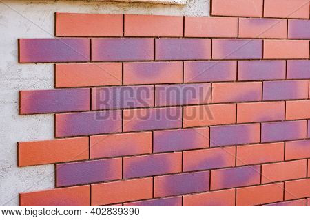 Clinker Brick Of Brown Color. Clinker Thermal Panels For Finishing The Facade Of The House. Tiles Fo