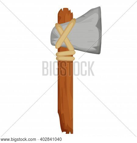 Stone Age Prehistoric Axe Or Hummer Isolated On White Background Stock Vector Illustration. Caveman 