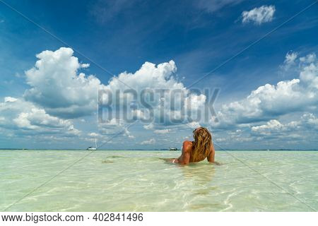 Beautiful Woman at the beach in Poda island  Thailand