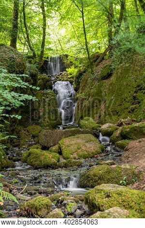Long Exposure Clampitt Falls Waterfall At Canonteign Falls In Dartmoor