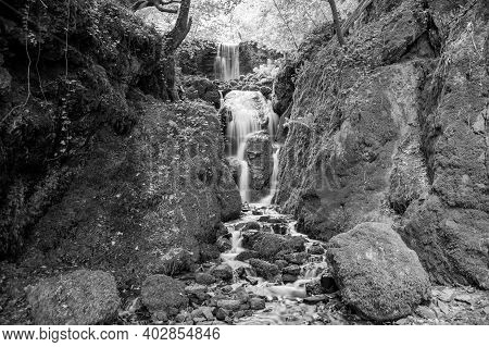 Long Exposure Clampitt Falls Waterfall At Canonteign Falls In Dartmoor