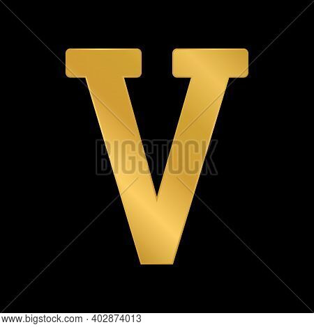 Golden Roman Numeral Five On Black Background. Vector Illustration.