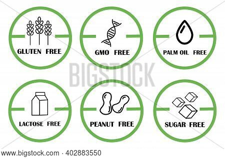Gluten Free Sugar In Flat Style. Milk Set. Information Icon Vector. Healthy Lifestyle. Stock Image. 