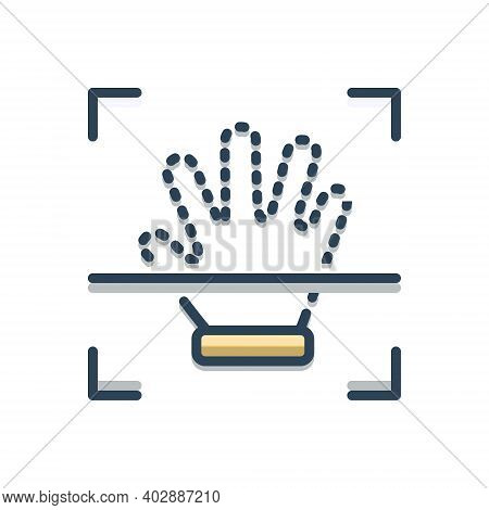 Color Illustration Icon For Handprint Identity Creativity Fingerprint Biometry Hand-scan