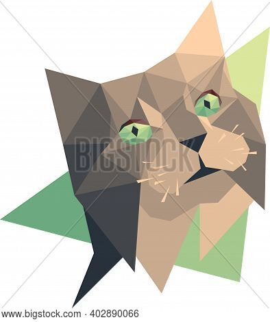 Vector Cat Low Poly Style. Digital Art