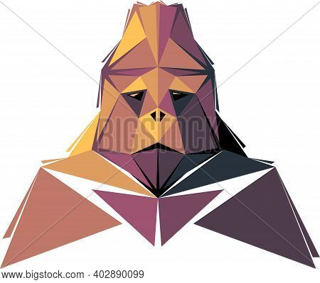 Vector Monkey In Low Poly Style. Digital Art