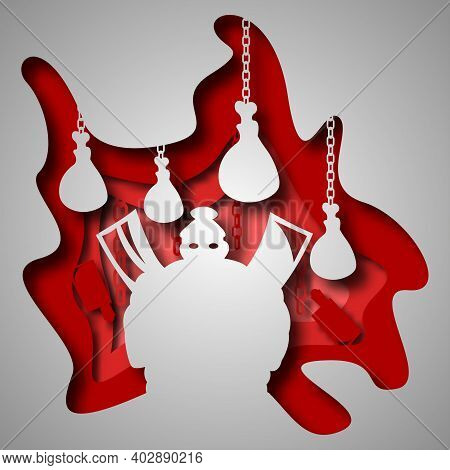 Vector Meat In Paper Art Style. Digital Art
