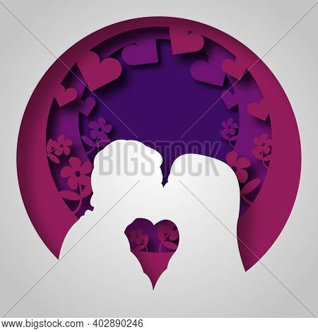 Vector Romance In Paper Art Style. Digital Art