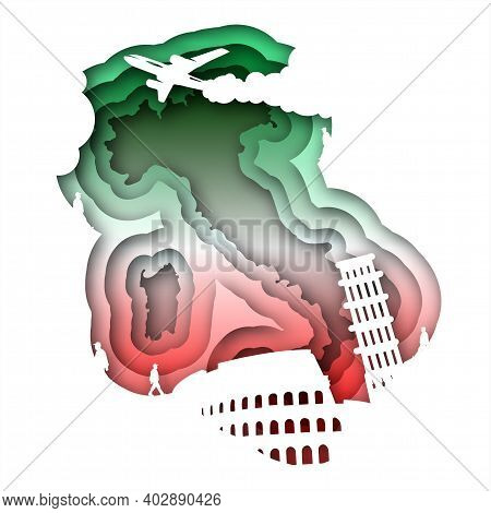 Vector Italy In Paper Art Style. Digital Art