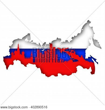 Vector Russian In Paper Art Style. Digital Art