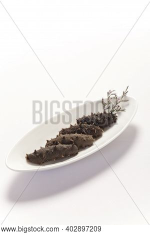 Beautiful Sea Cucumber Seafood Isolated On White Background