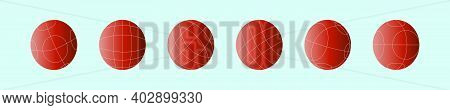 Set Of Bocce Ball Cartoon Icon Design Template With Various Models. Modern Vector Illustration Isola