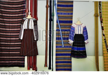 Samples Of Traditional Folk Weaving. Ukraine.lviv.modern Folk Weaving Of Ukraine.