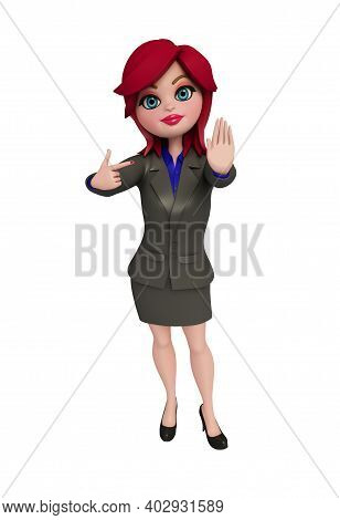 3d Render, 3d Illustration Of Manager With Stop Sign.