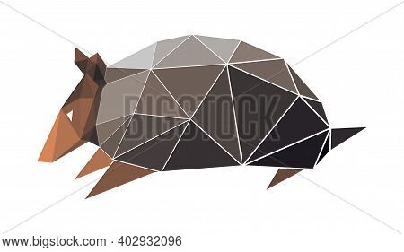 Vector Armadilo In Low Poly Style. Digital Art