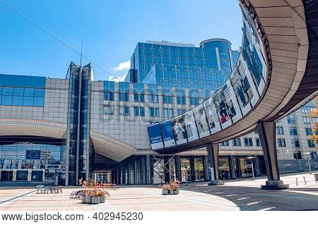 Brussels, Belgium - July 20, 2020: The European Parliament, Seat Of European Democracy