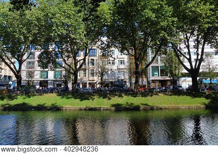 Dusseldorf, Germany - September 19, 2020: People Visit Koenigsallee, Famous Shopping Destination In 