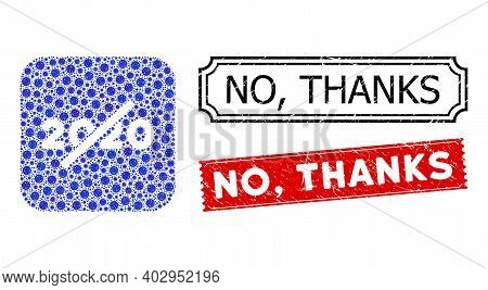 Vector Mosaic No 2020 Year And Grunge No, Thanks Seal Stamps. Mosaic No 2020 Year Constructed As Sub