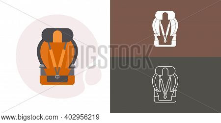 Car Seat With Sports Seat Belts Isolated Vector Icon. Racing Sport Line Solid Flar Icon