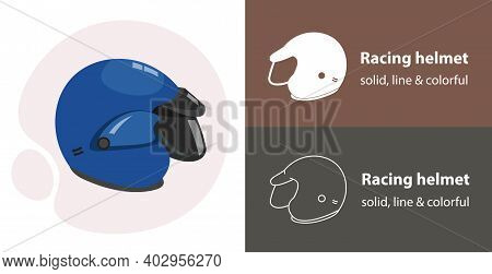 Motorcycle Helmet Isolated Vector Icon. Racing Sport Line Solid Flar Icon