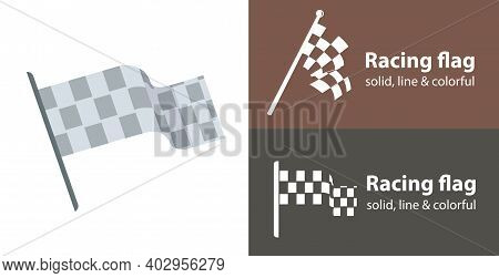 Racing Flag Isolated Vector Icon. Racing Sport Line Solid Flar Icon