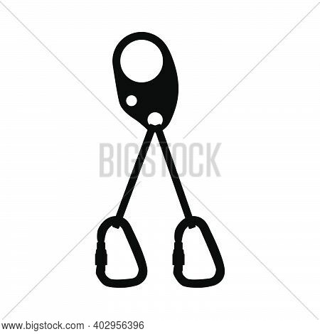 Alpinist Self Rescue System Icon. Black Glyph Design. Vector Illustration.